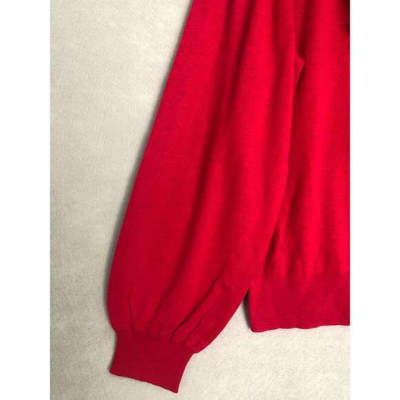 Lauren Ralph Lauren Women's Medium Cotton Blend Ruffle V-Neck Top Red NEW - Picture 3 of 7